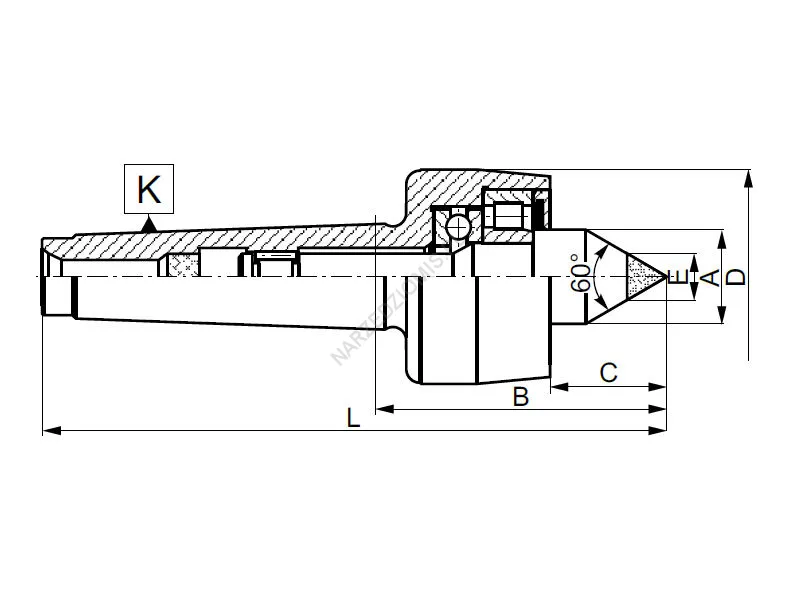 Rysunek techniczny: Kieł obrotowy zwykły z końcówką z węglików spiekanych: T.8810 MS2 KL.I - KOLNO